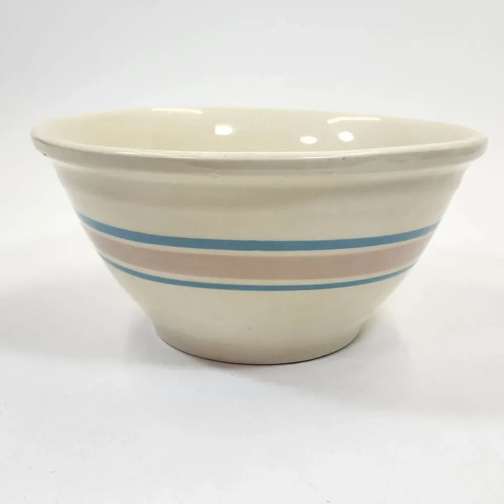 McCoy Oven Ware Pink Blue Nesting Mixing Bowls Set 8 & 10 Vintage Stoneware USA